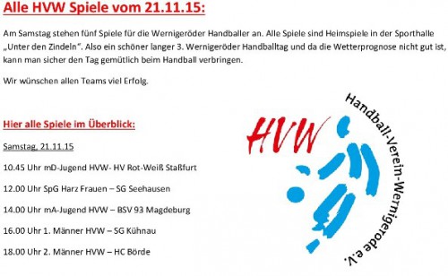 3. Wernigeröder Handballtag steigt am Samstag